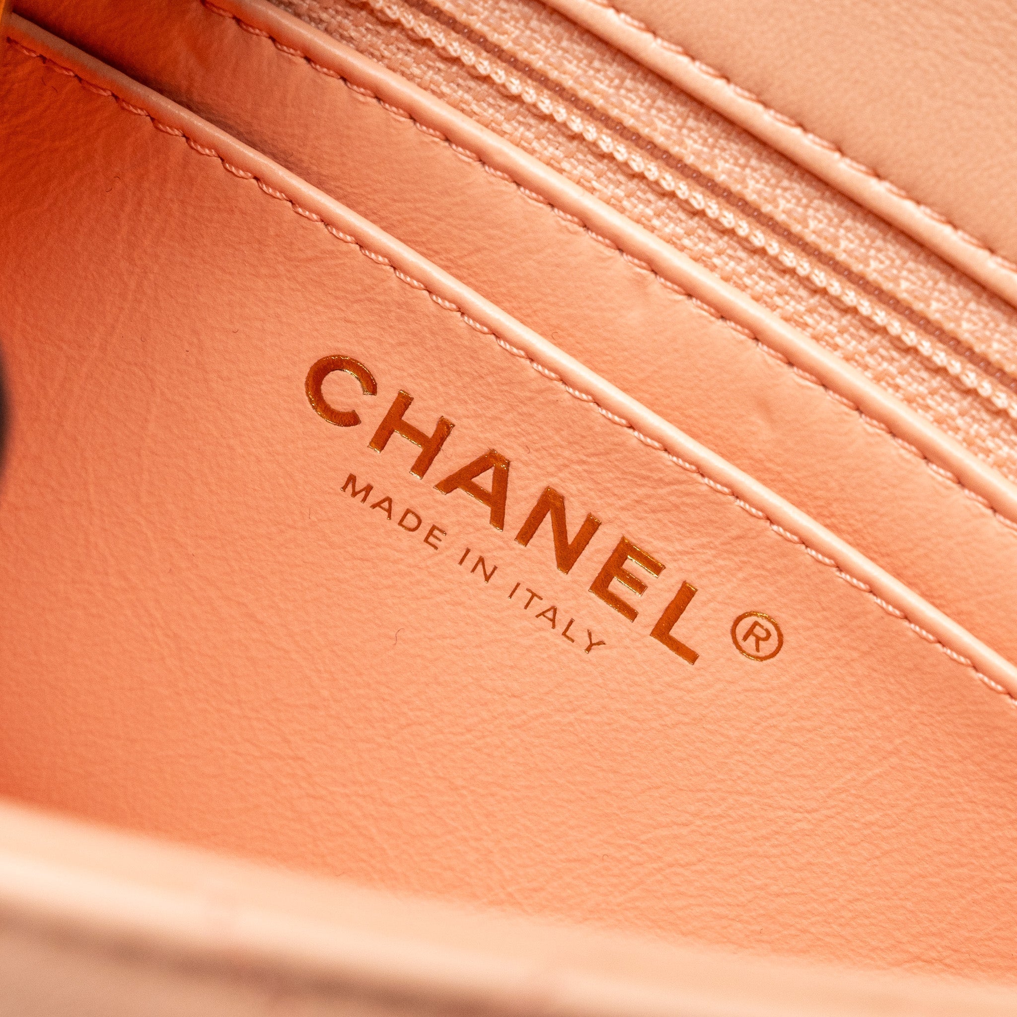 CHANEL PEARL CRUSH MINI SQUARE FLAP BAG LAMBSKIN LIGHT PINK GHW (MICROCHIP)