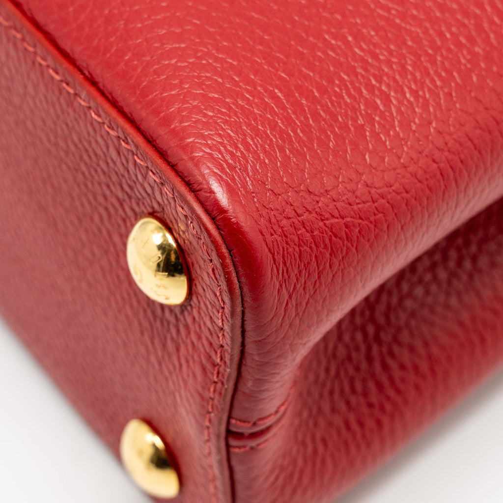 LOUIS VUITTON CAPUCINE BB WITH PYTHON HANDLE TAURILLON RED GHW
