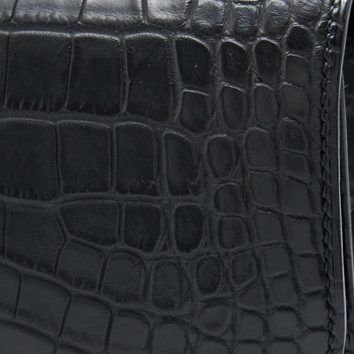 Hermes Mini Constance Alligator Mississippiensis Mat Black RGHW