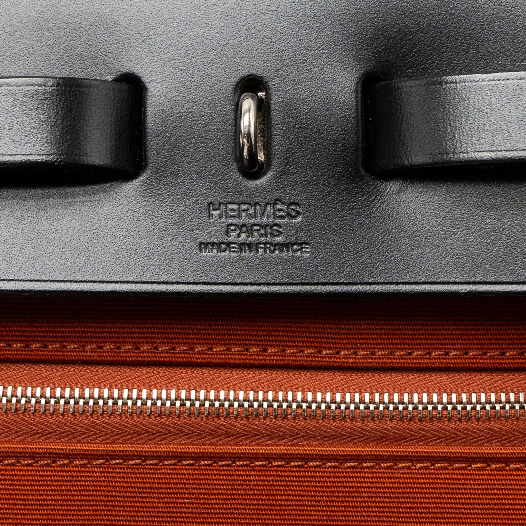HERMES HERBAG 31 CANVAS/HUNTER CUIVRE/BLACK SHW