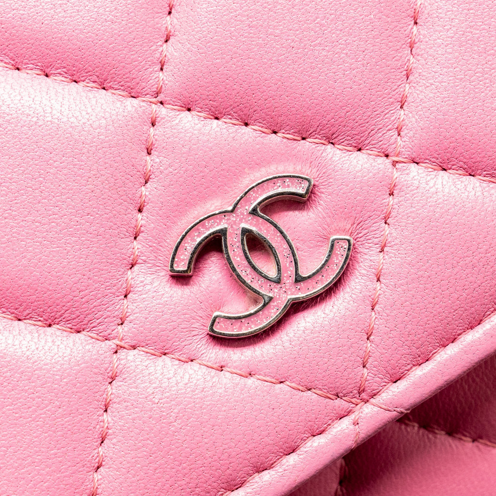 CHANEL CLASSIC WALLET ON CHAIN LAMBSKIN PINK SHW