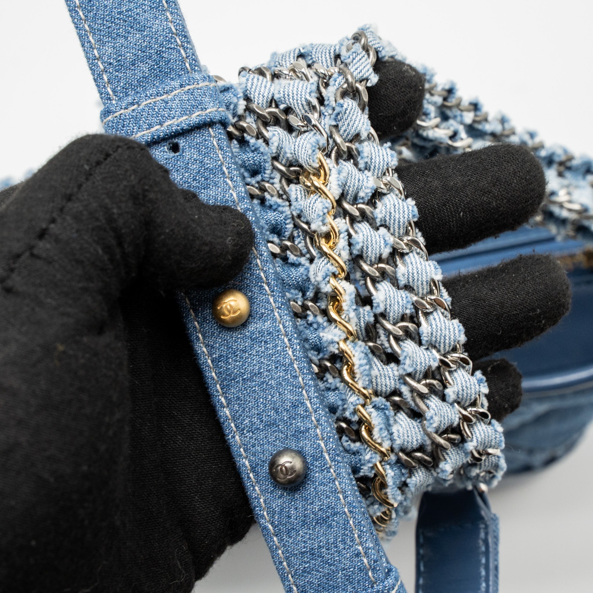 CHANEL SMALL GABRIELLE HOBO BAG DENIM BLUE MULTICOLOUR HARDWARE