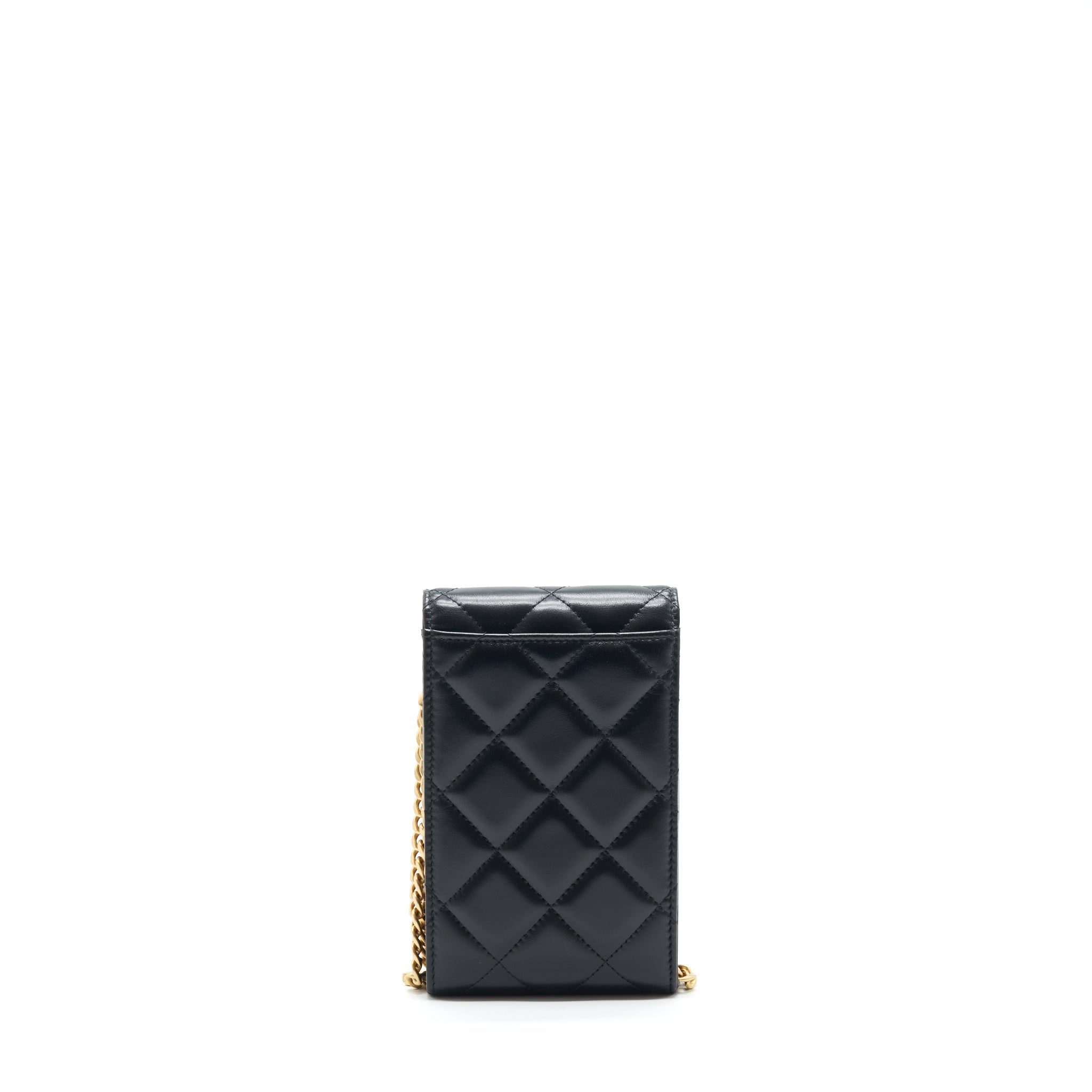 CHANEL 22P VERTICAL MINI FLAP BAG LAMBSKIN BLACK WITH ENAMEL BUCKLE BRUSHED GHW