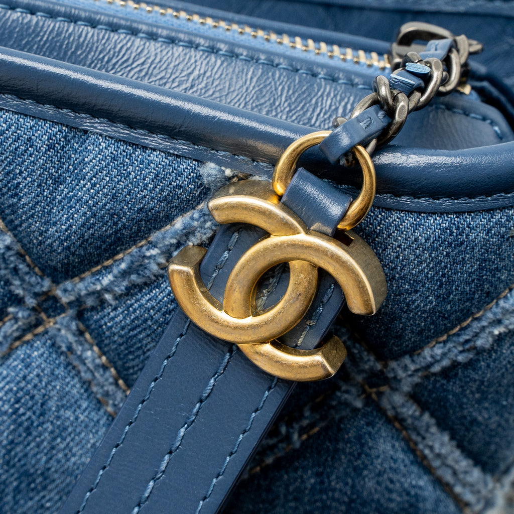 CHANEL SMALL GABRIELLE HOBO BAG DENIM BLUE MULTICOLOUR HARDWARE