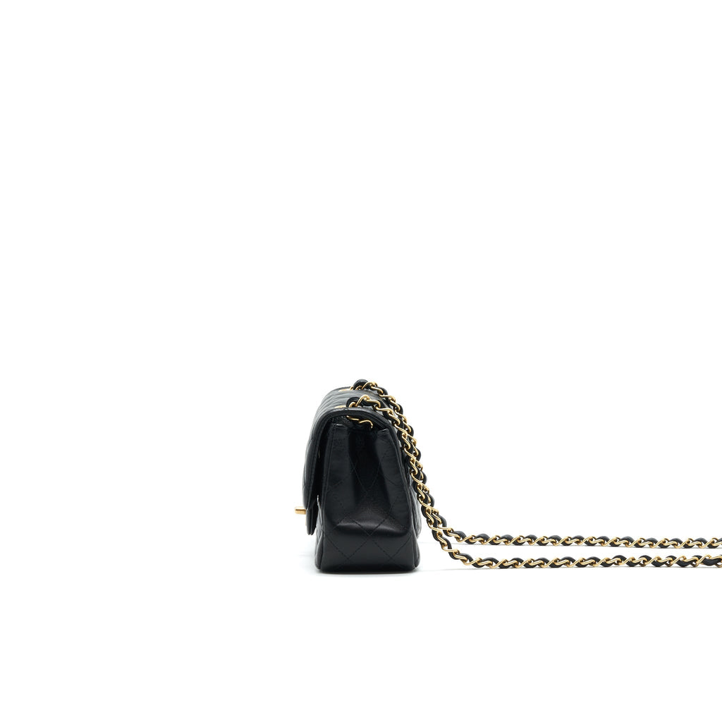 CHANEL MINI SQUARE BLACK LAMBSKIN GHW