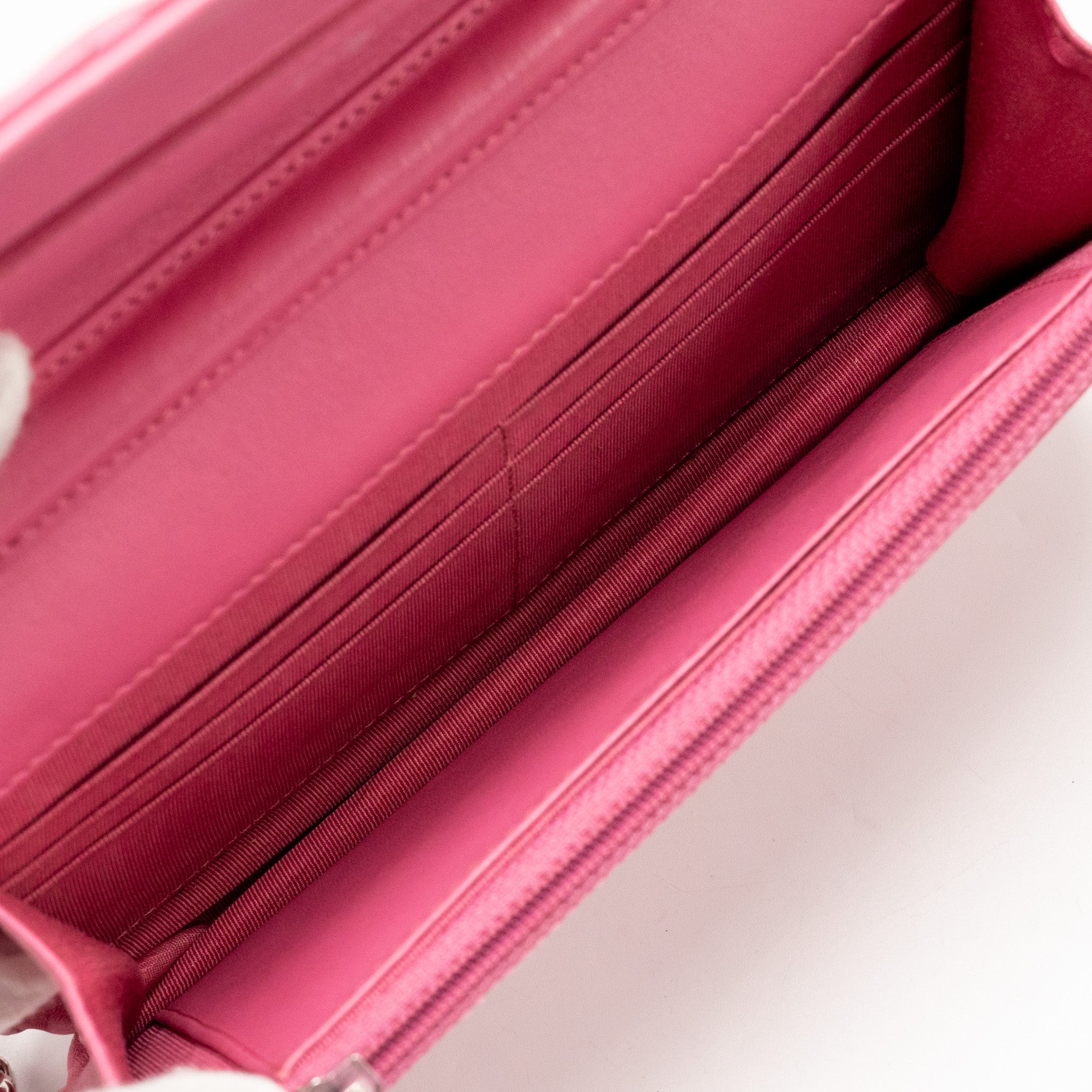 CHANEL CLASSIC WALLET ON CHAIN LAMBSKIN PINK SHW