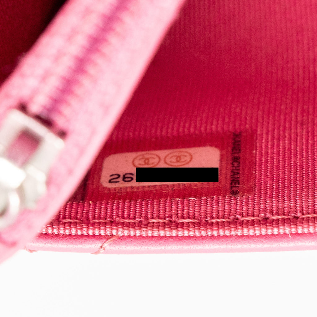 CHANEL CLASSIC WALLET ON CHAIN LAMBSKIN PINK SHW