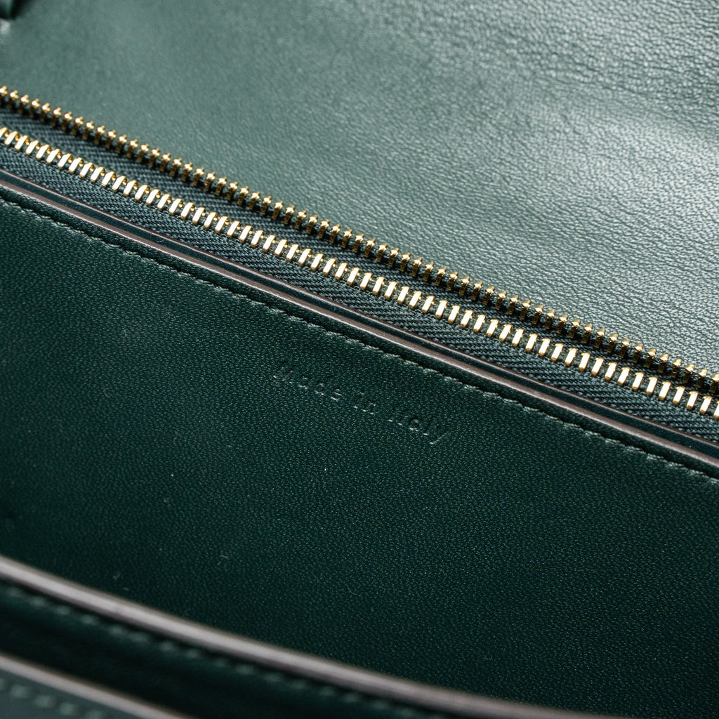 CELINE MEDIUM CLASSIC BOX BAG CALFSKIN GREEN BRUSHED GHW