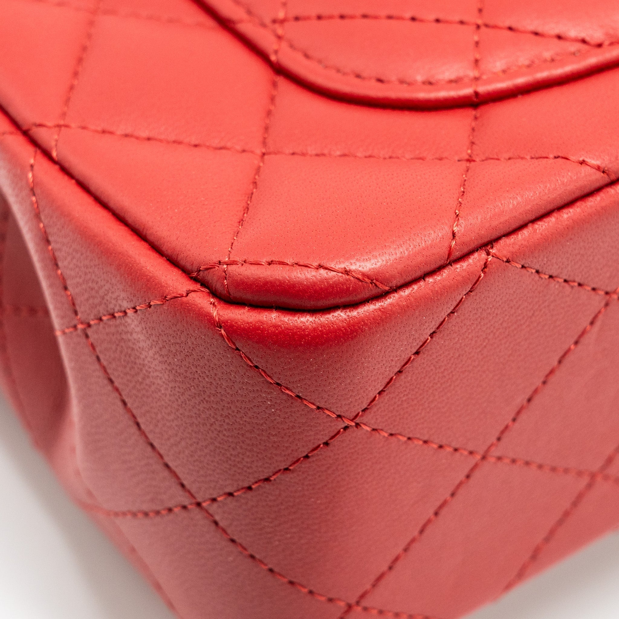 CHANEL TOP HANDLE MINI RECTANGULAR FLAP BAG LAMBSKIN RED LGHW (MICROCHIP)