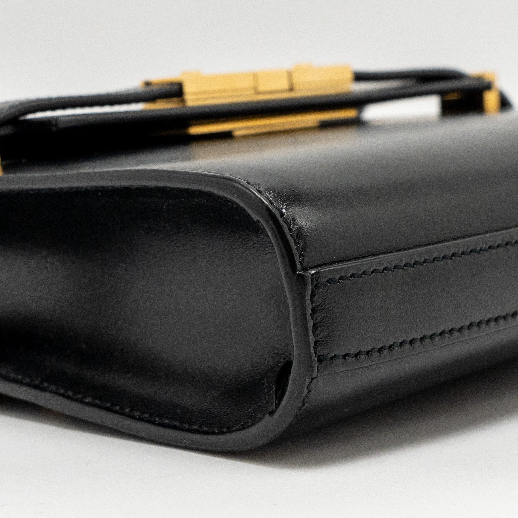 SAINT LAURENT MINI MANHATTAN SHOULDER BAG CALFSKIN BLACK GHW