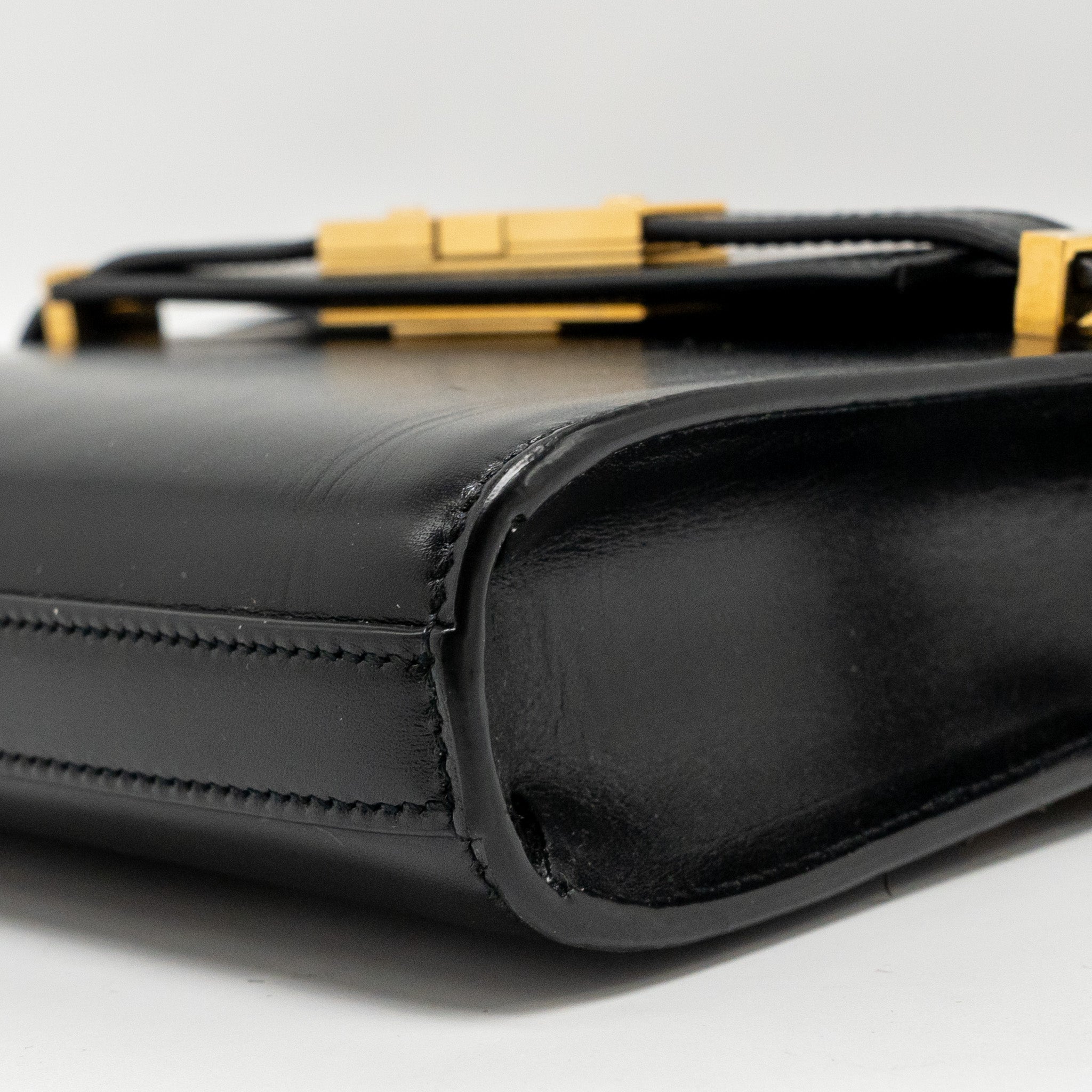 SAINT LAURENT MINI MANHATTAN SHOULDER BAG CALFSKIN BLACK GHW