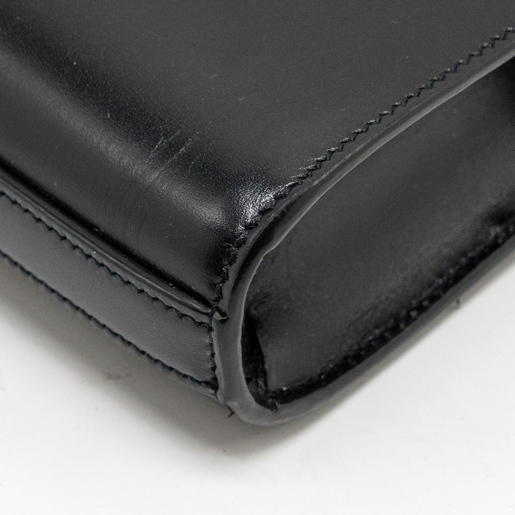 SAINT LAURENT MINI MANHATTAN SHOULDER BAG CALFSKIN BLACK GHW