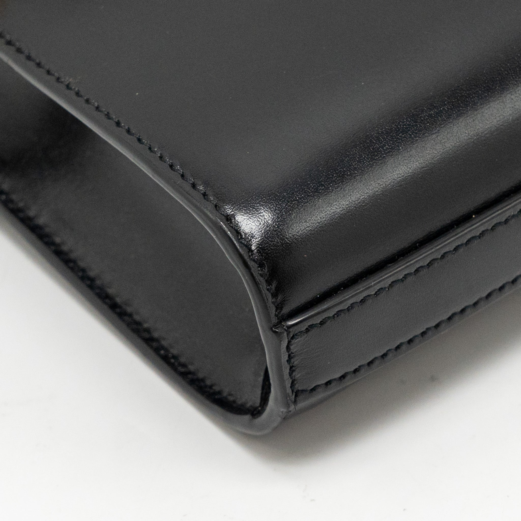 SAINT LAURENT MINI MANHATTAN SHOULDER BAG CALFSKIN BLACK GHW