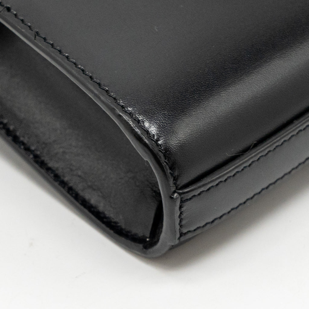 SAINT LAURENT MINI MANHATTAN SHOULDER BAG CALFSKIN BLACK GHW