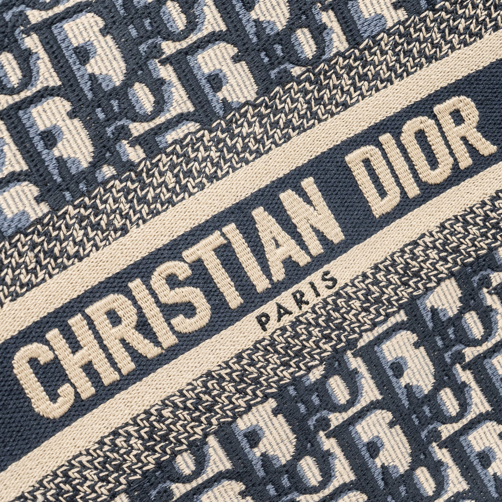 DIOR SMALL BOOK TOTE BLUE OBLIQUE EMBROIDERY/CALFSKIN GHW