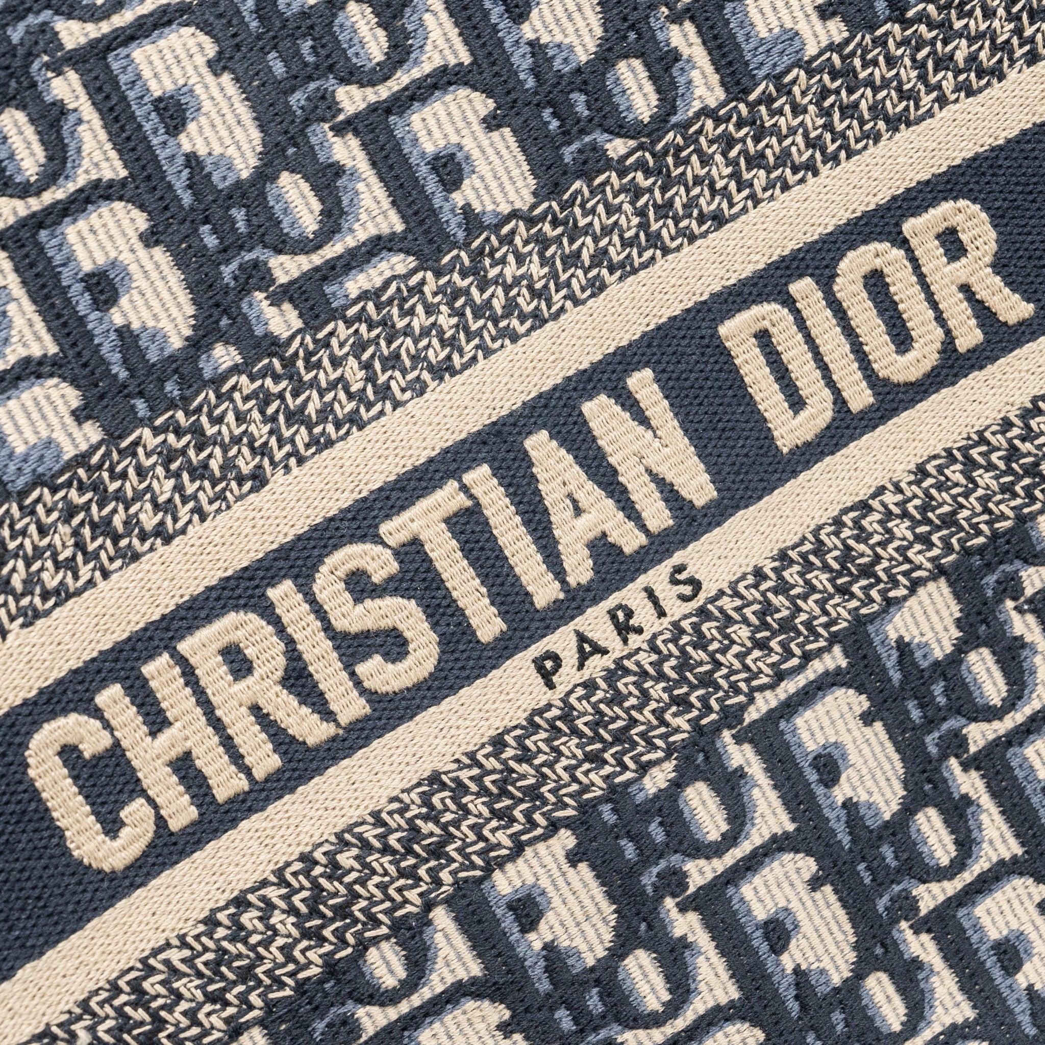 DIOR SMALL BOOK TOTE BLUE OBLIQUE EMBROIDERY/CALFSKIN GHW