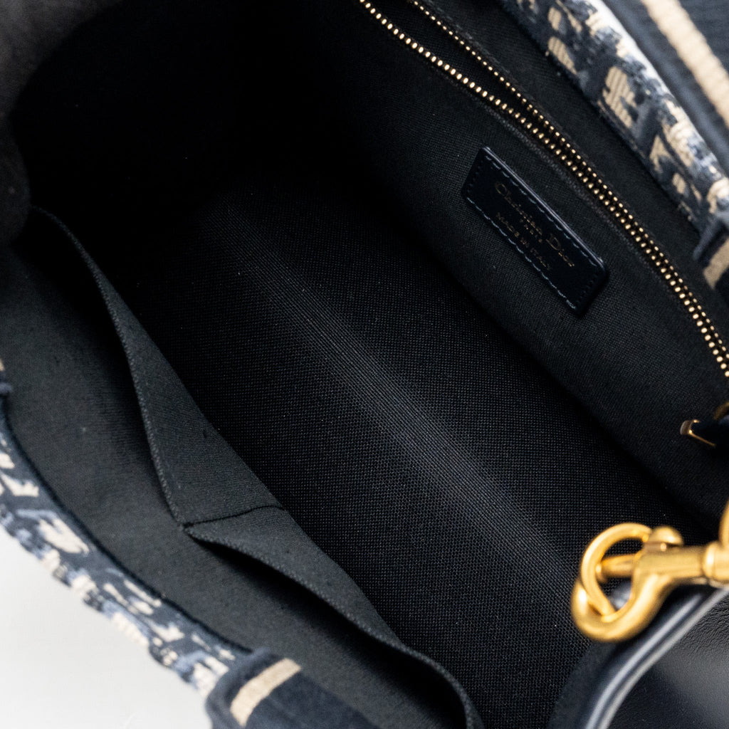 DIOR SMALL BOOK TOTE BLUE OBLIQUE EMBROIDERY/CALFSKIN GHW