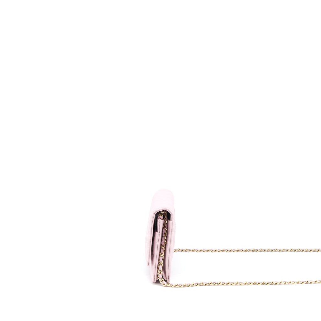 CHANEL CLASSIC WALLET ON CHAIN CAVIAR LIGHT PINK LGHW