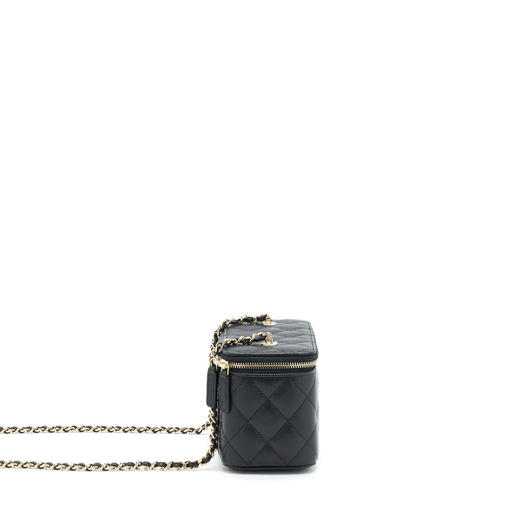 CHANEL 22S LONG VANITY WITH CHAIN CAVIAR BLACK LGHW