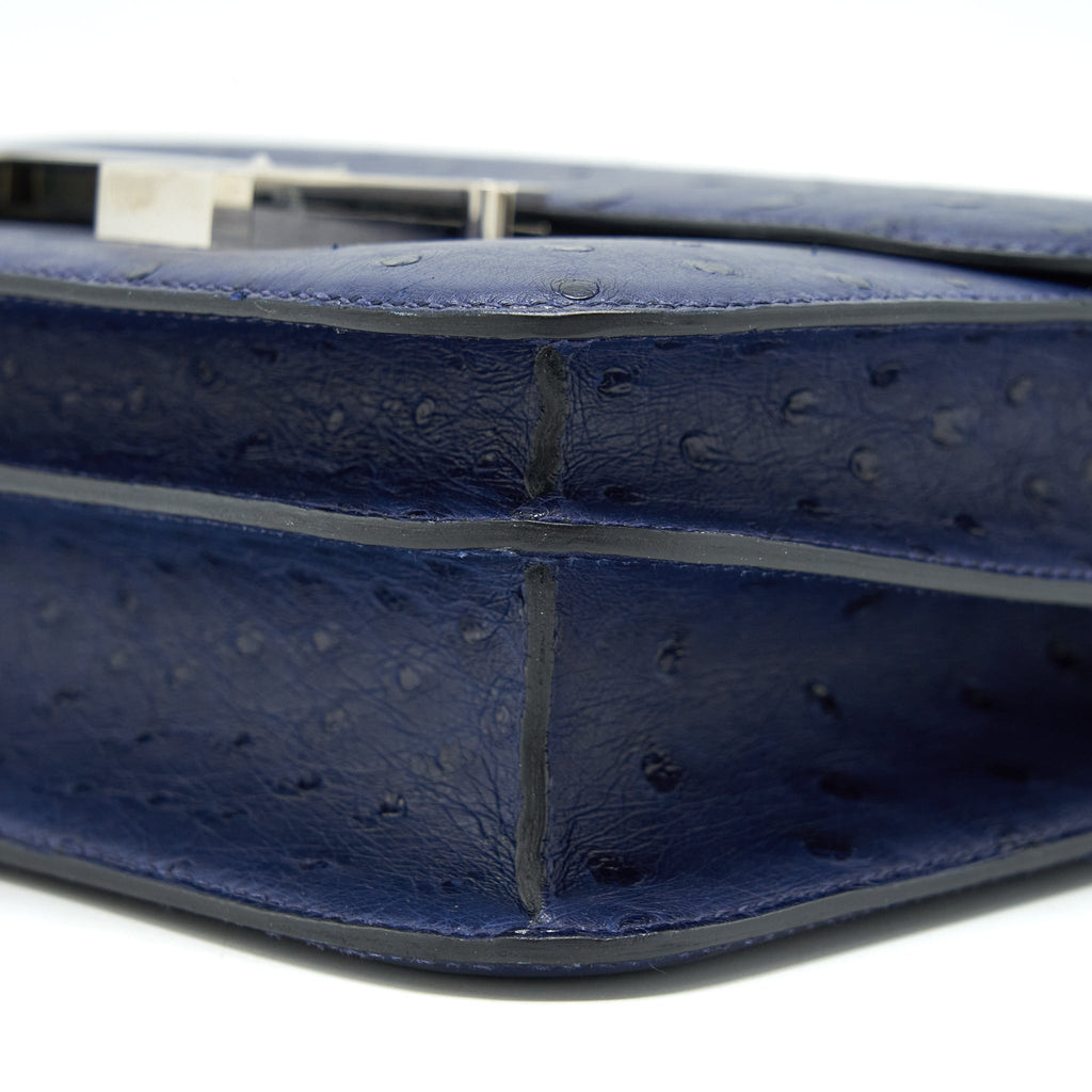 Hermes Constance 24 Ostrich Bleu Iris SHW