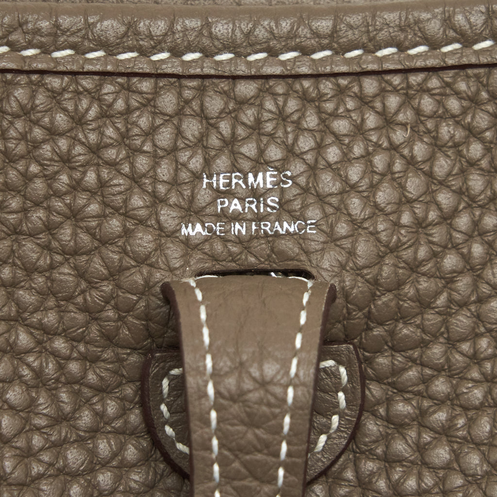 Hermes Mini Evelyne Etoupe With Blue Nuit Strap SHW