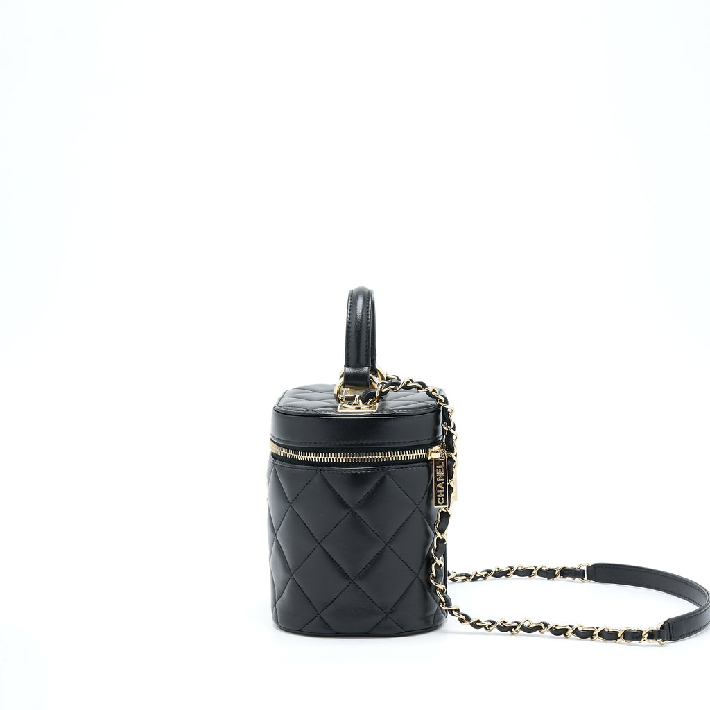CHANEL TRENDY VANITY CASE LAMBSKIN BLACK LGHW (MICROCHIP)