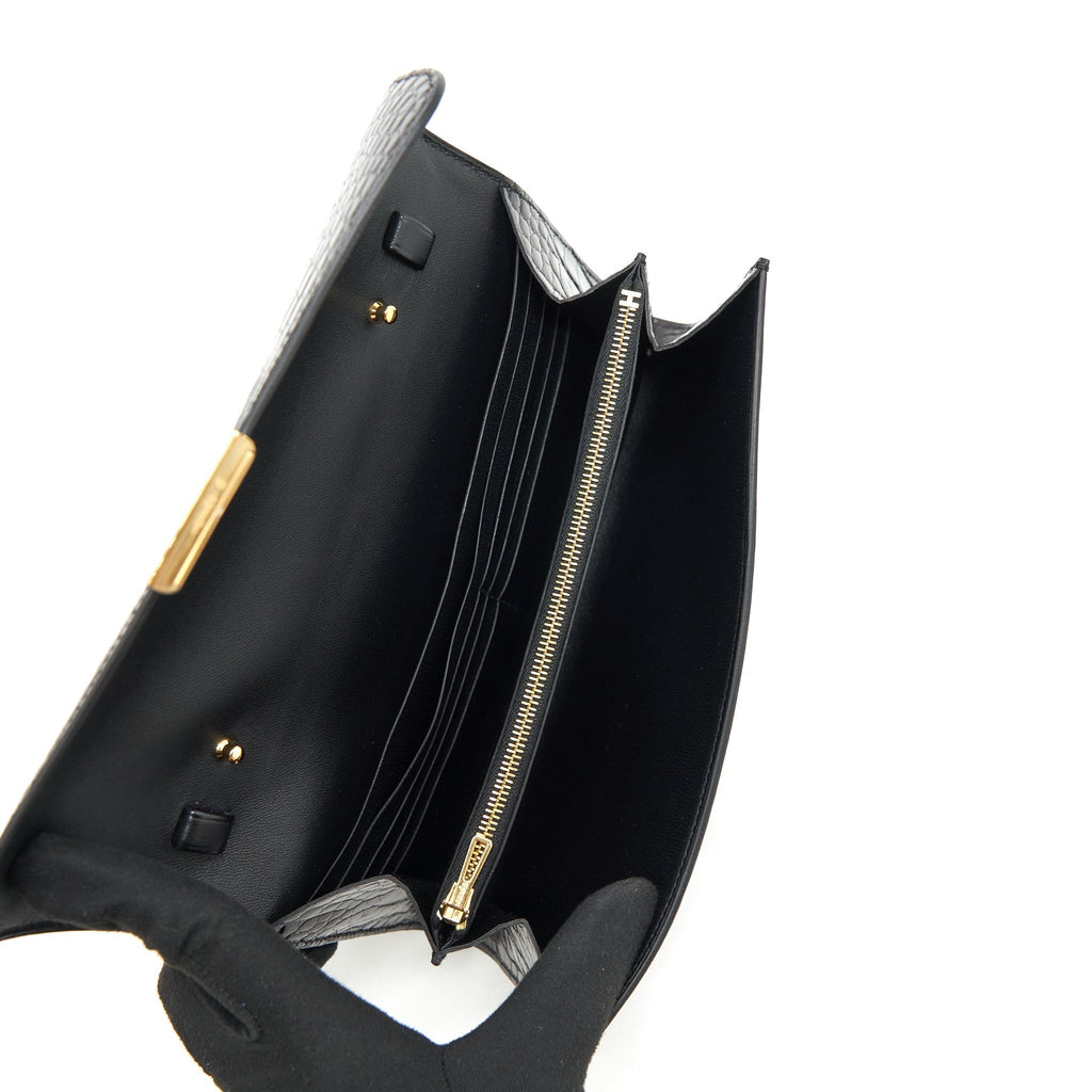 HERMES CONSTANCE TO GO ALLIGATOR MISSISSIPPIENSIS BLACK WITH BLACK HARDWARE