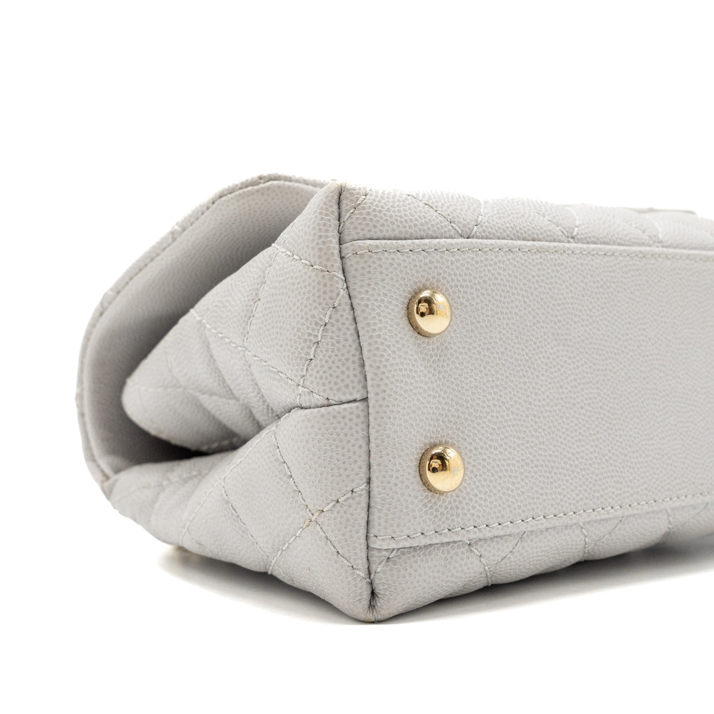 CHANEL SMALL COCO HANDLE CAVIAR LIGHT GREY LGHW