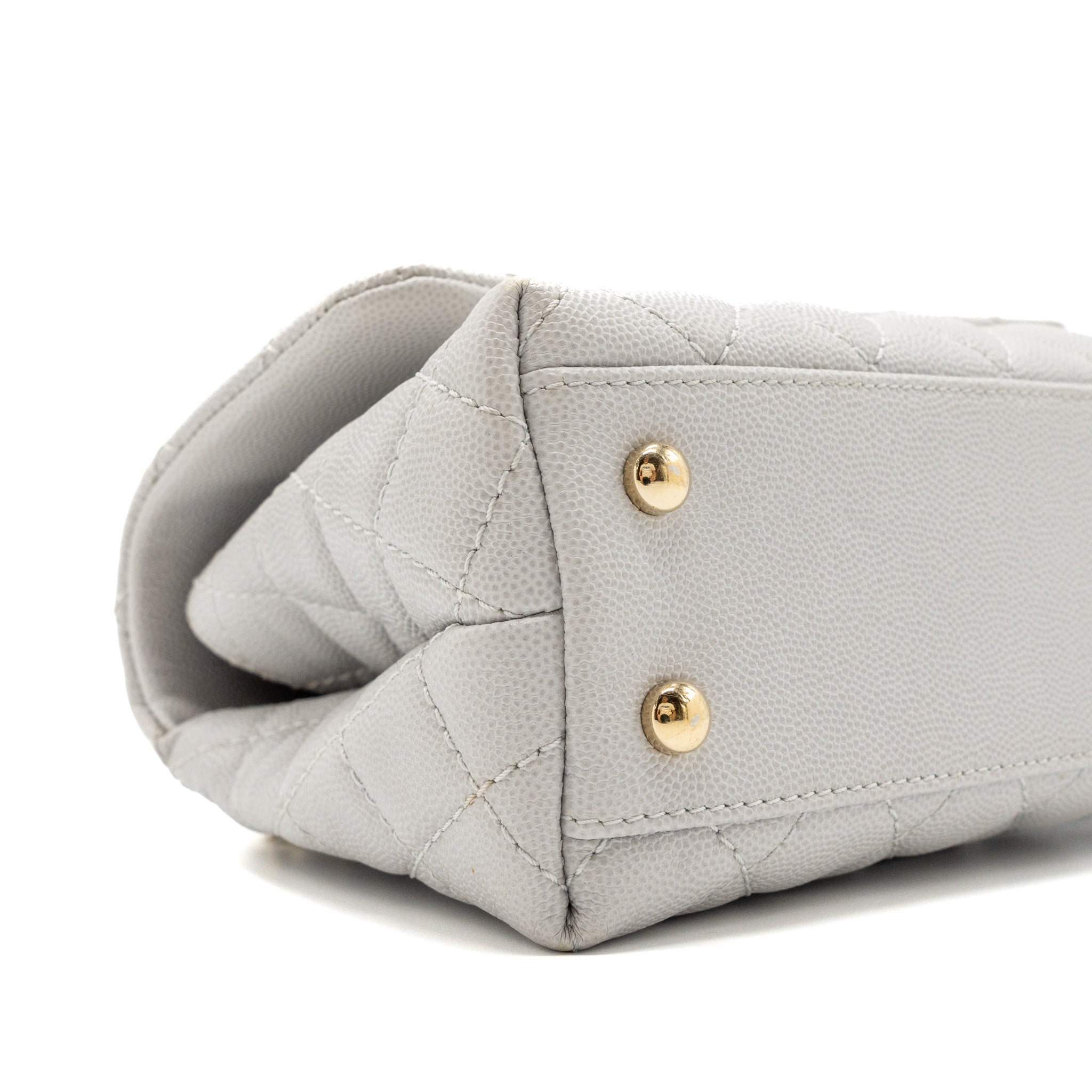 CHANEL SMALL COCO HANDLE CAVIAR LIGHT GREY LGHW