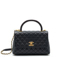 CHANEL MEDIUM COCO HANDLE WITH LIZARD EMBOSSED HANDLE CAVIAR BLACK GHW