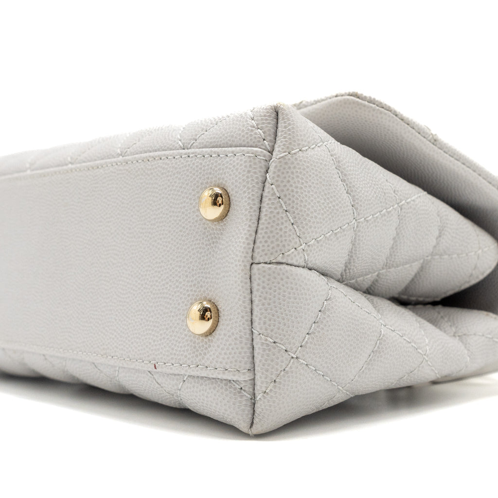 CHANEL SMALL COCO HANDLE CAVIAR LIGHT GREY LGHW