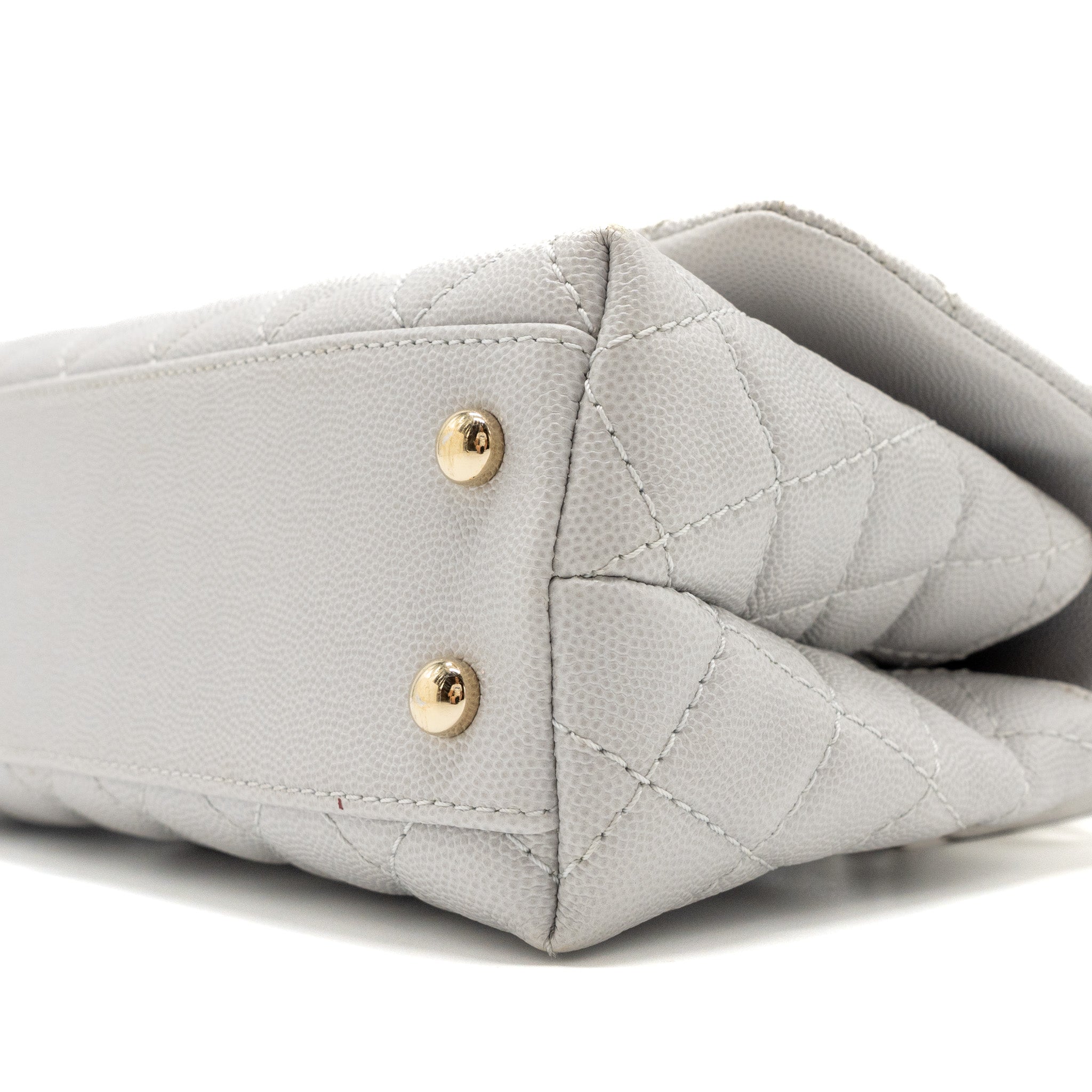 CHANEL SMALL COCO HANDLE CAVIAR LIGHT GREY LGHW