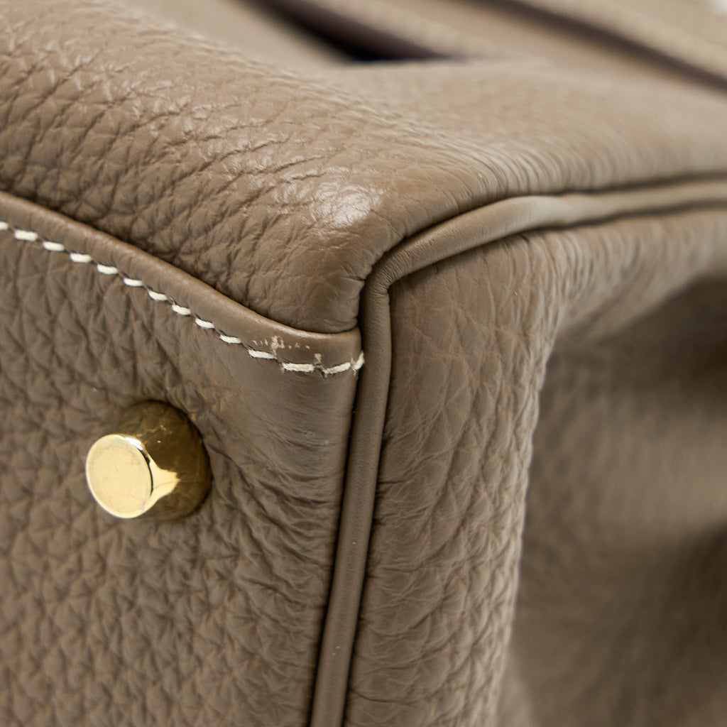Hermes Kelly 28 Clemence Etoupe GHW Stamp Squared Q