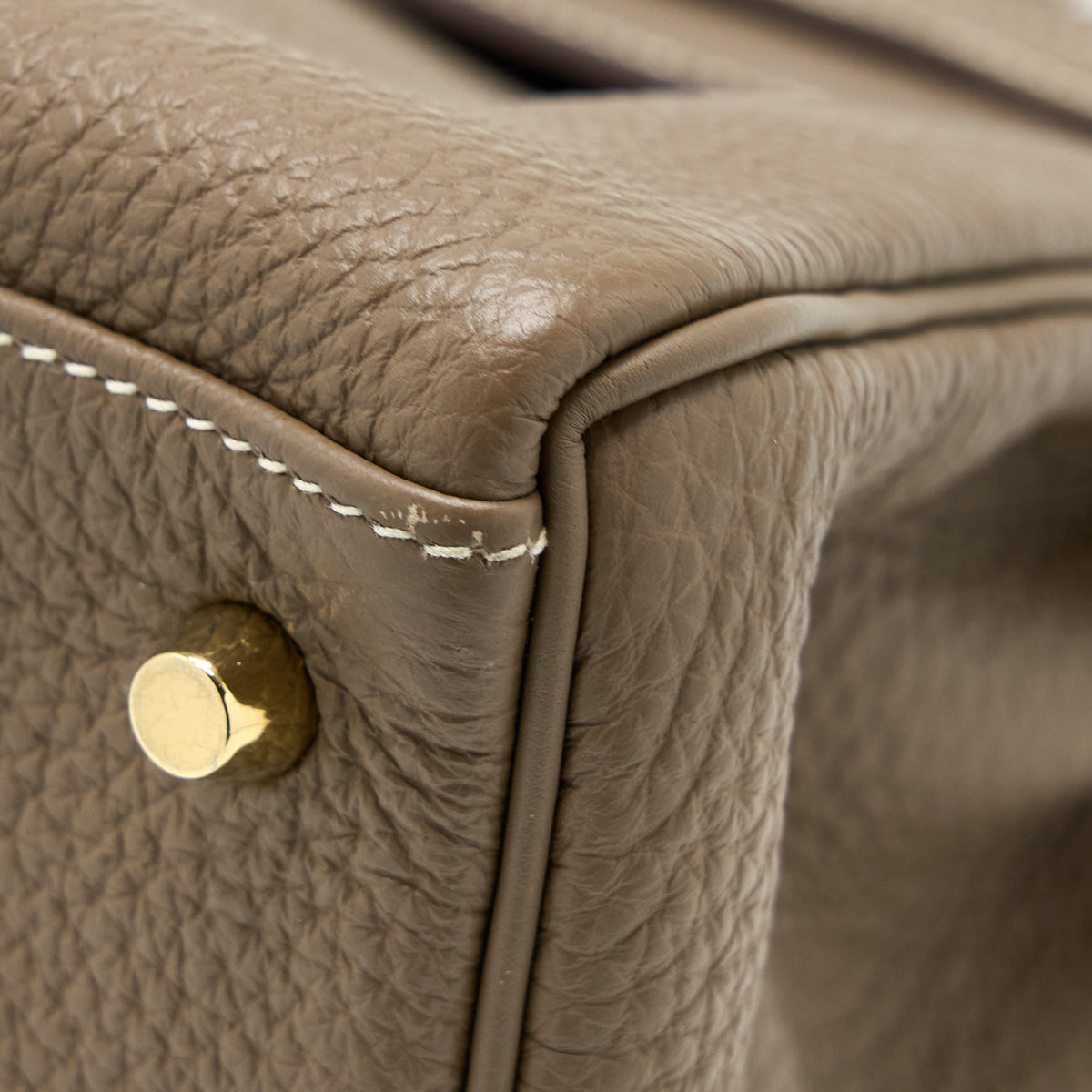 Hermes Kelly 28 Clemence Etoupe GHW Stamp Squared Q
