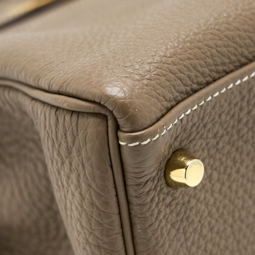 Hermes Kelly 28 Clemence Etoupe GHW Stamp Squared Q