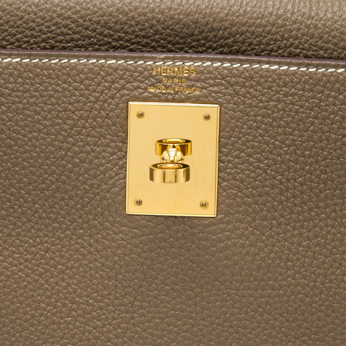 Hermes Kelly 28 Clemence Etoupe GHW Stamp Squared Q