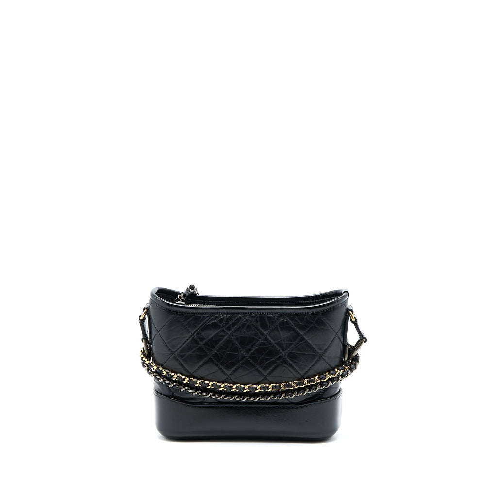 CHANEL SMALL GABRIELLE HOBO BAG CALFSKIN BLACK WITH MULTICOLOUR HARDWARE