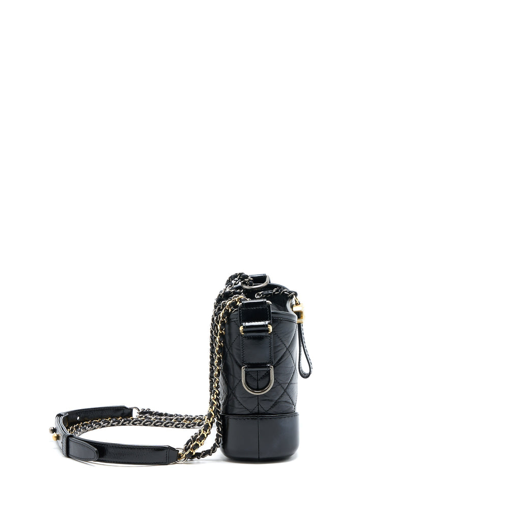 CHANEL SMALL GABRIELLE HOBO BAG CALFSKIN BLACK WITH MULTICOLOUR HARDWARE