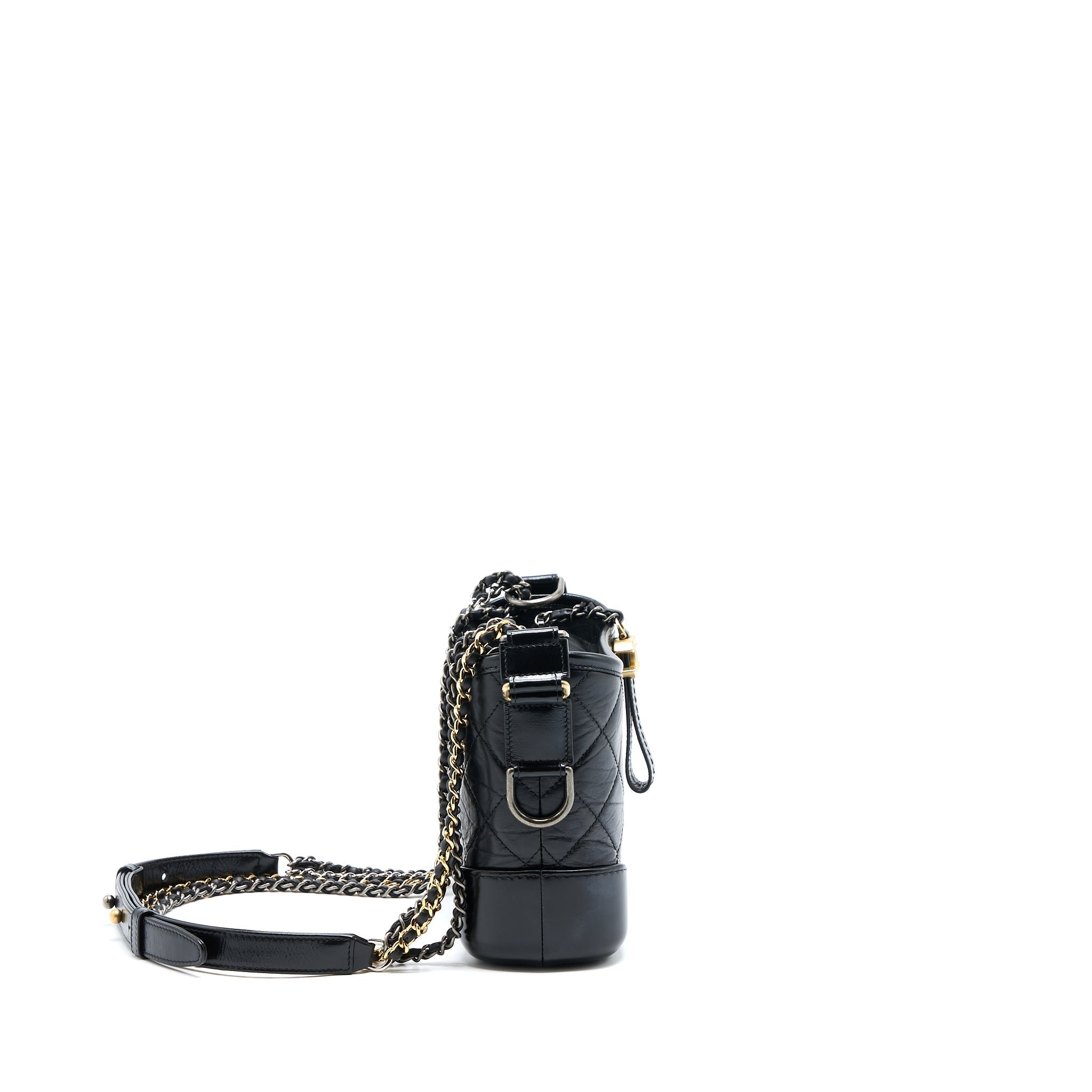 CHANEL SMALL GABRIELLE HOBO BAG CALFSKIN BLACK WITH MULTICOLOUR HARDWARE