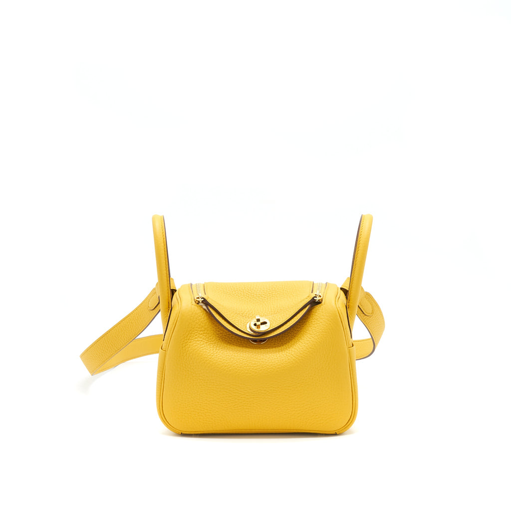 Hermes Mini Lindy 9D Jaune Ambre GHW