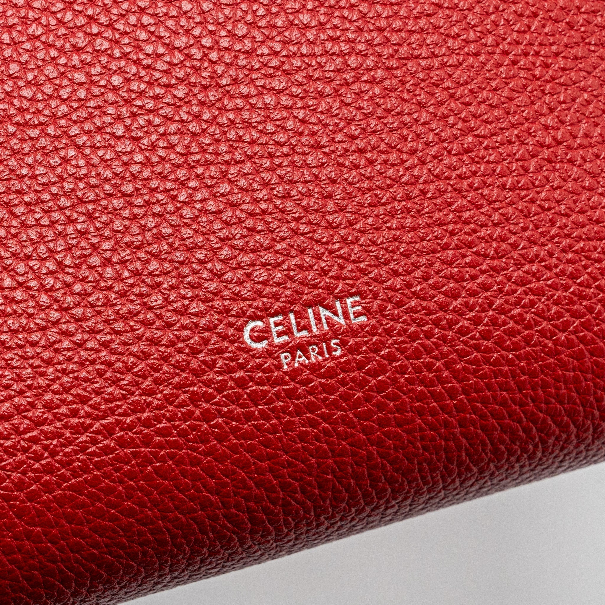 CELINE SANGLE SMALL BUCKET BAG GRAINED CALFSKIN RED SHW