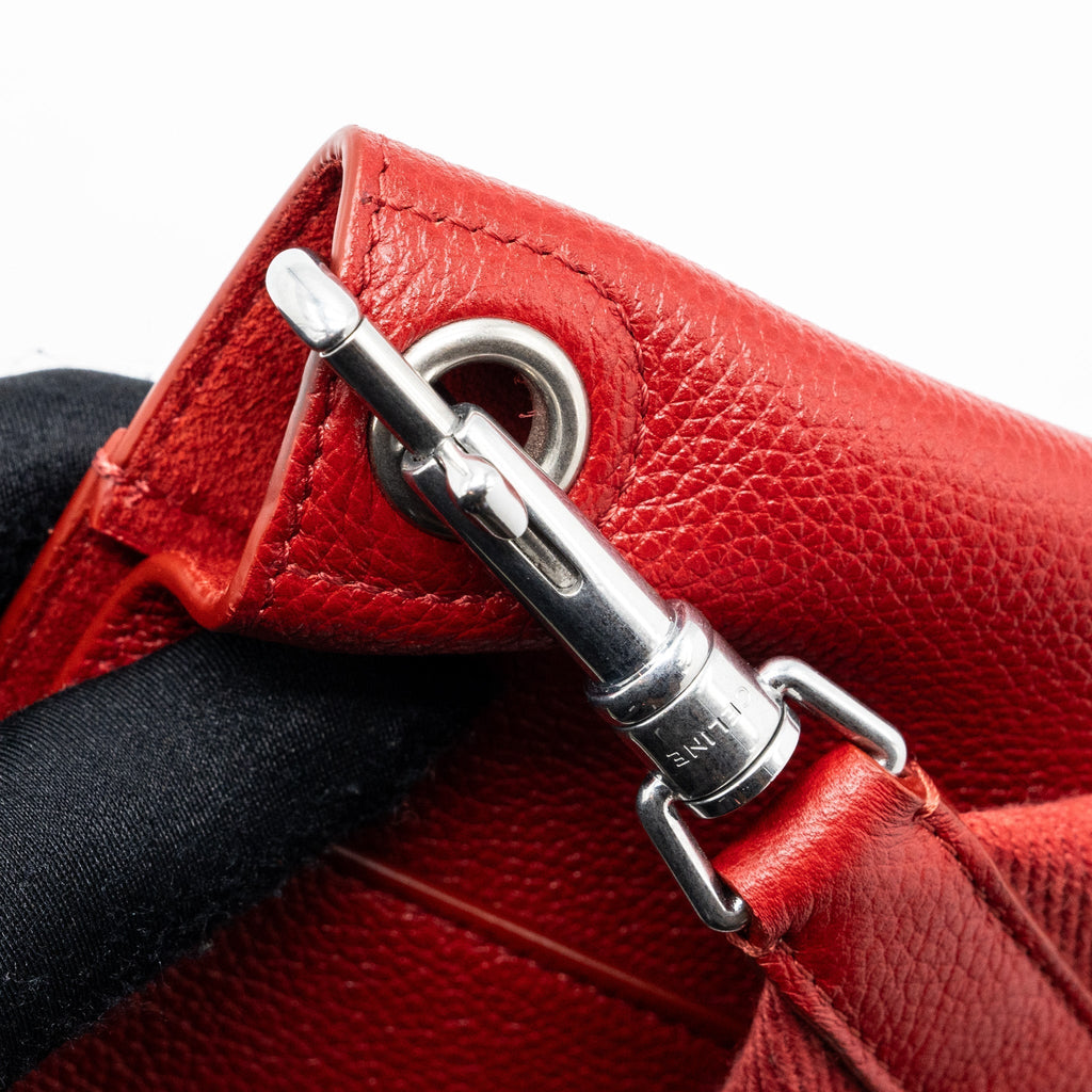 CELINE SANGLE SMALL BUCKET BAG GRAINED CALFSKIN RED SHW
