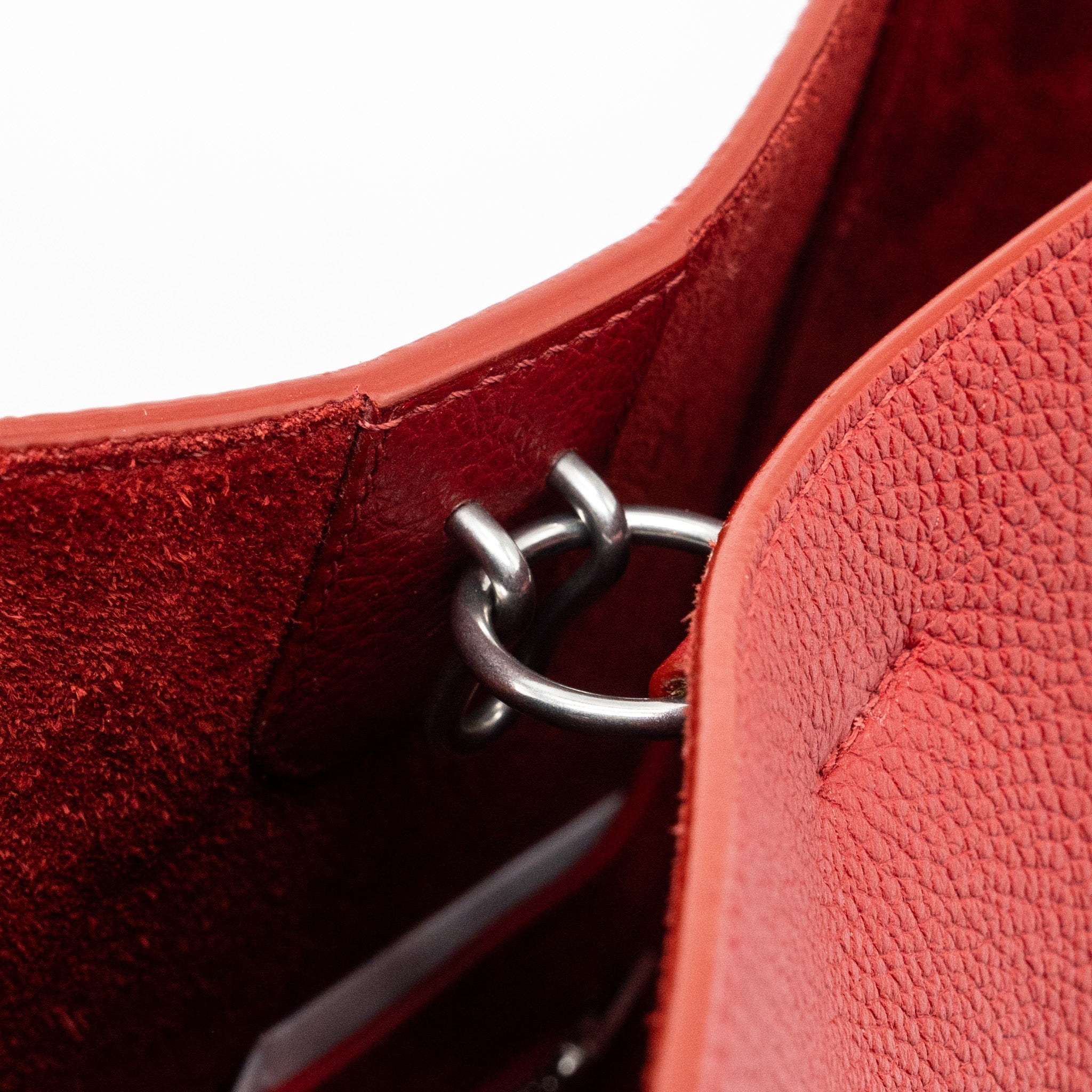 CELINE SANGLE SMALL BUCKET BAG GRAINED CALFSKIN RED SHW