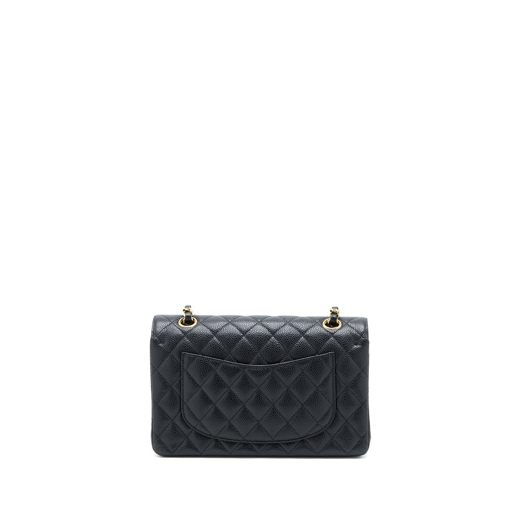 CHANEL SMALL CLASSIC DOUBLE FLAP BAG CAVIAR BLACK GHW (MICROCHIP)