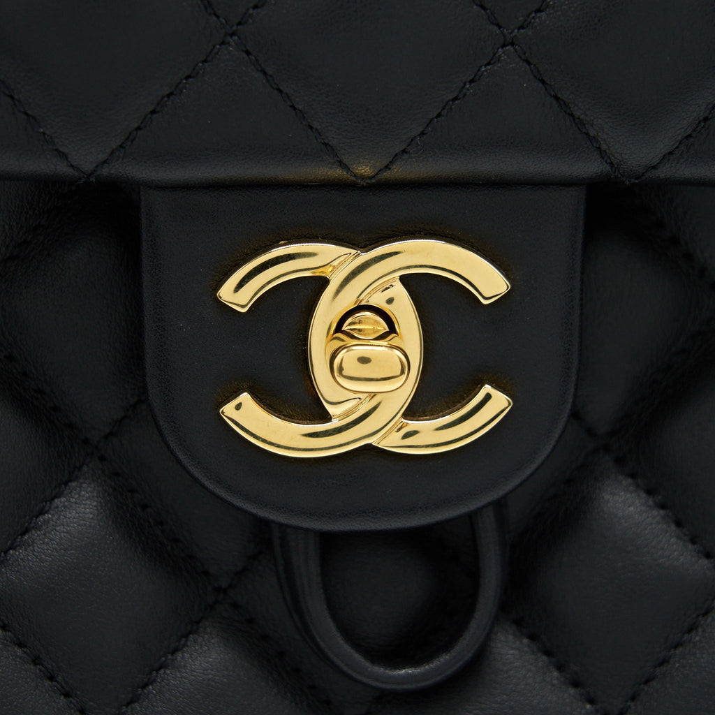CHANEL QUILTED BACKPACK CALFSKIN BLACK GHW