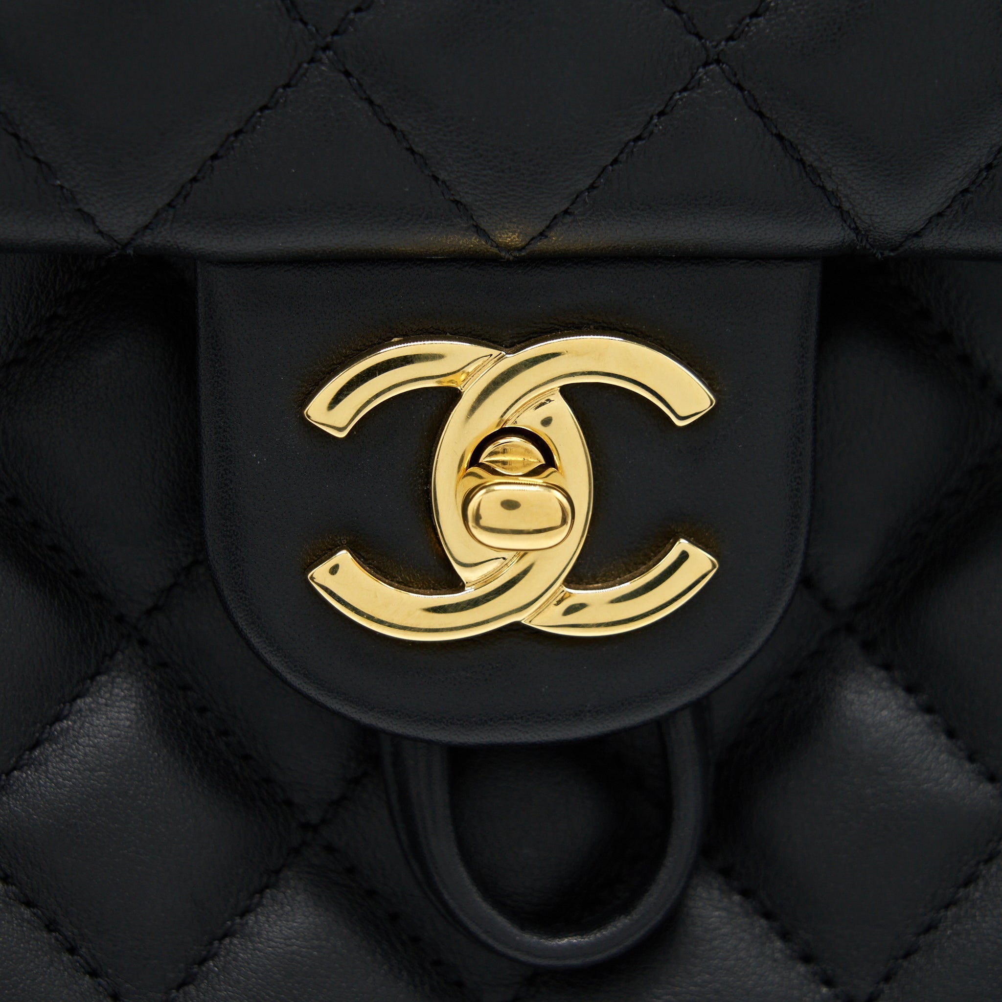 CHANEL QUILTED BACKPACK CALFSKIN BLACK GHW