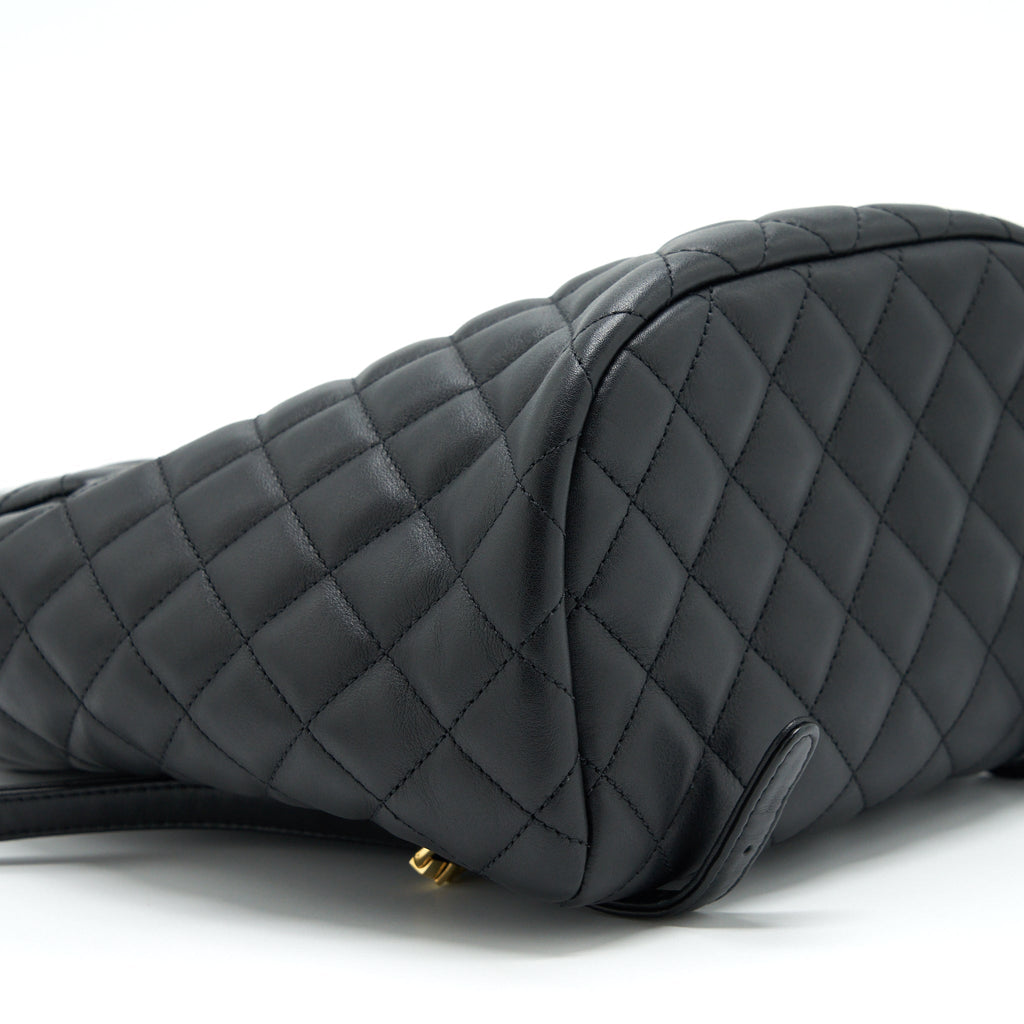 CHANEL QUILTED BACKPACK CALFSKIN BLACK GHW