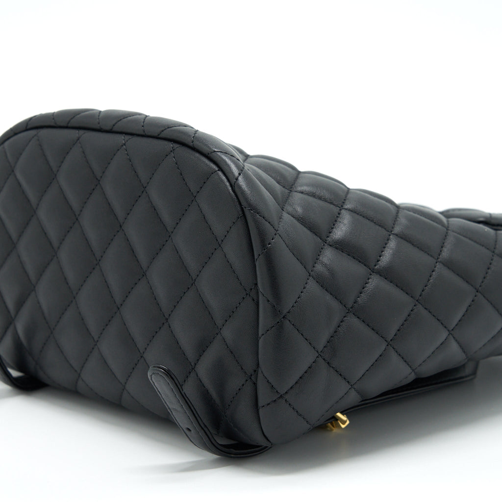CHANEL QUILTED BACKPACK CALFSKIN BLACK GHW