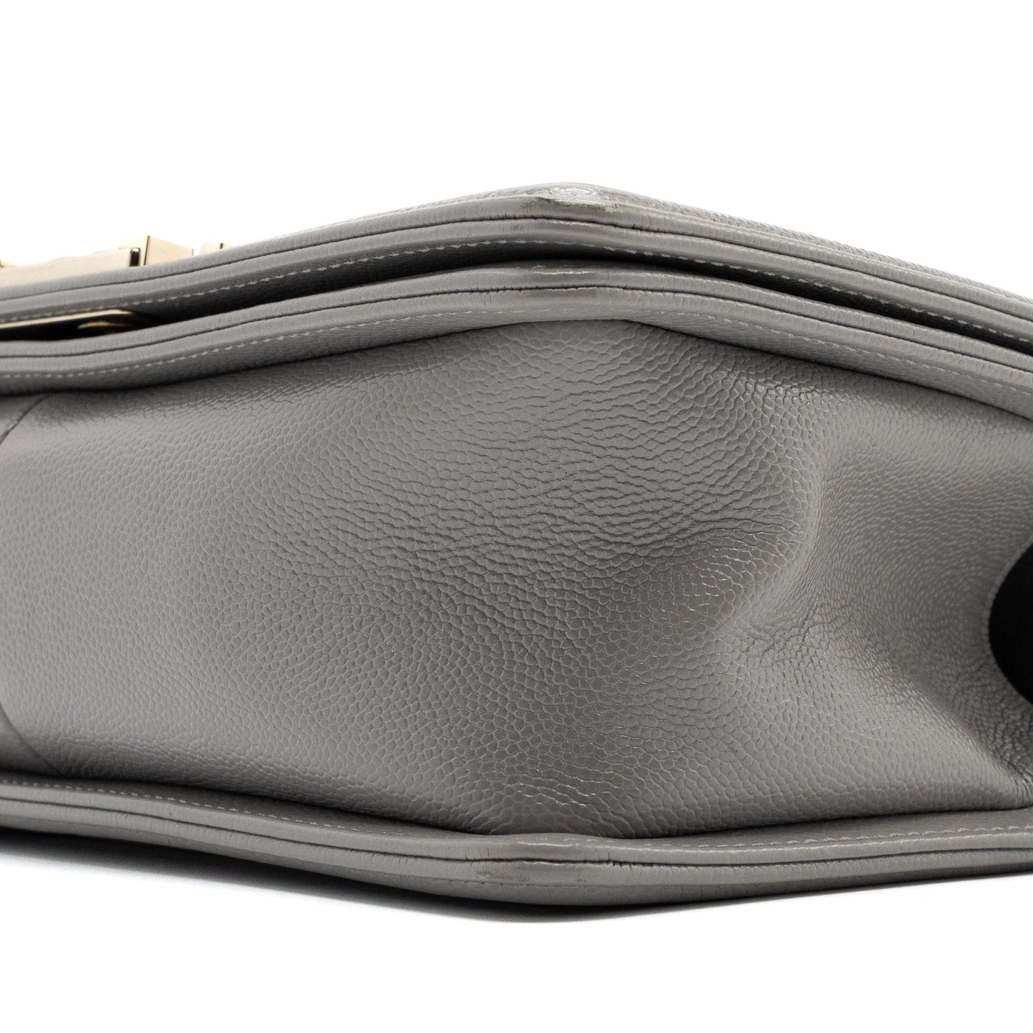 CHANEL MEDIUM BOY BAG CAVIAR LIGHT GREY LGHW