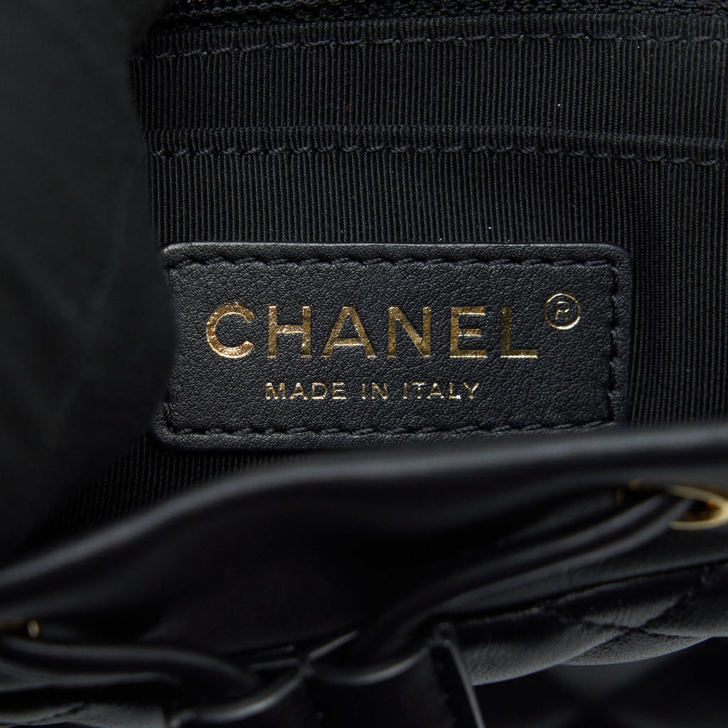 CHANEL QUILTED BACKPACK CALFSKIN BLACK GHW